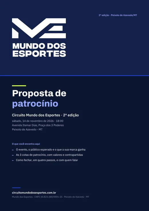 Capa da proposta de patrocínio em PDF